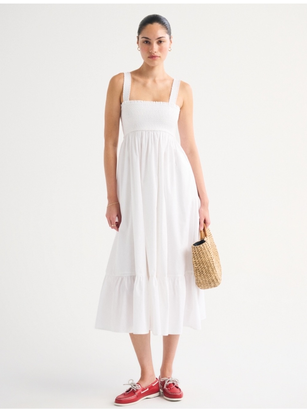 Sydney White Smocked Maxi Dress